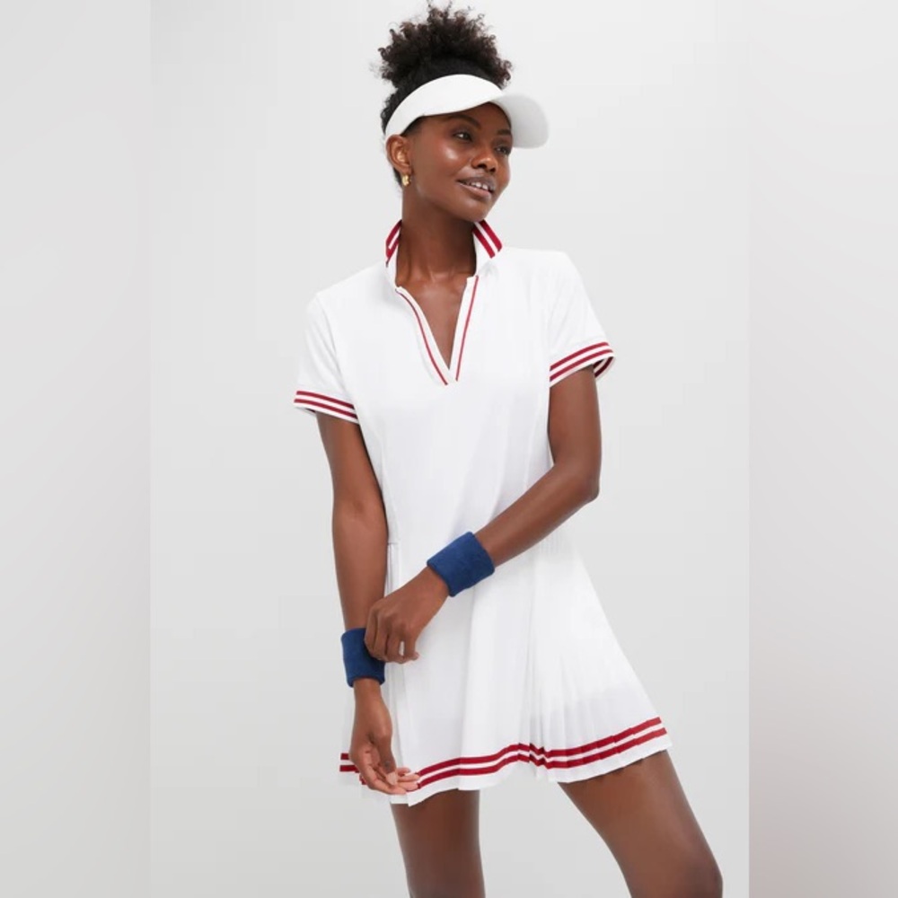 Tuckernuck White Mini Dress with Red Trim